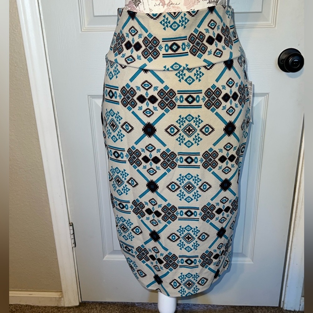 LulaRoe NWT Cassie comfy pencil skirt large GREY AZTEC